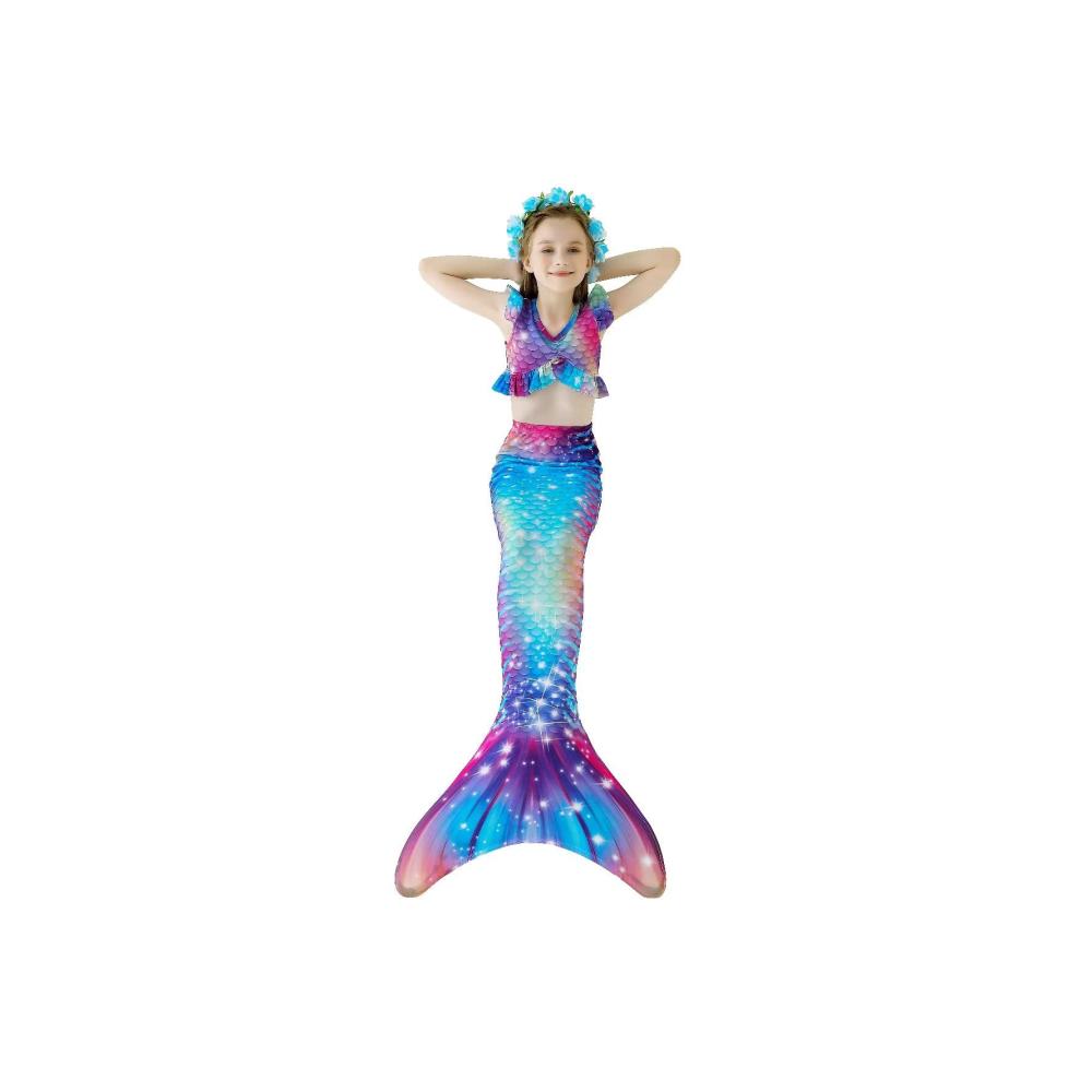 Meerjungfrauenschwanz Bikini-Sets für Kinder | Perfekt zum Schwimmen mit Flosse | Meerjungfrau-Kostüm für Mädchen (Modell fenseM2-140
