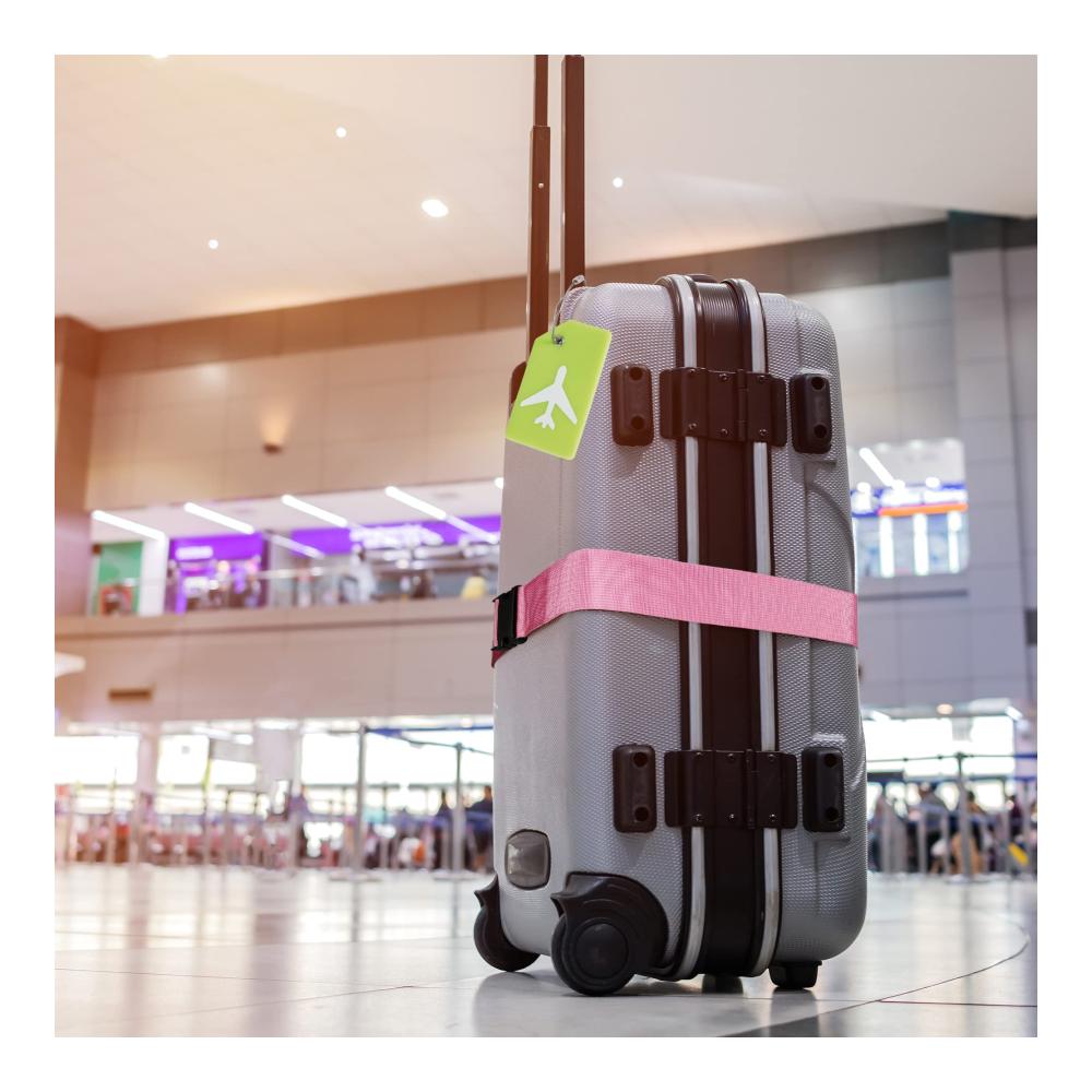 Koffer- & Taschenanhänger Set 4 Koffergurte 2 leuchtende Kofferanhänger mit Adressschild einstellbare Kofferbänder für 18-32 Zoll Koffer in Grün und Rosa