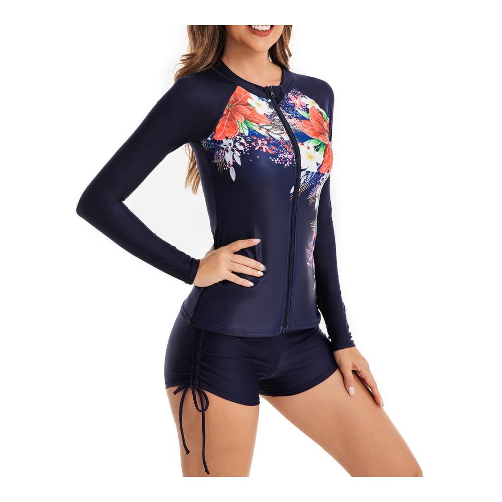 Langarm Rash Guard Badeanzug für Frauen - UV-Schutz Reißverschluss Surfen & Schwimmen