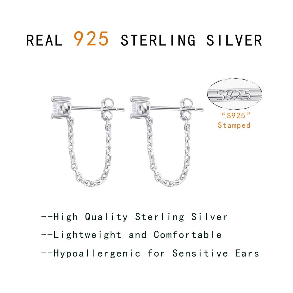 925 Sterling Silber Ketten-Ohrringe für Damen und Mädchen - Elegante Ohrstecker in Kleinformat