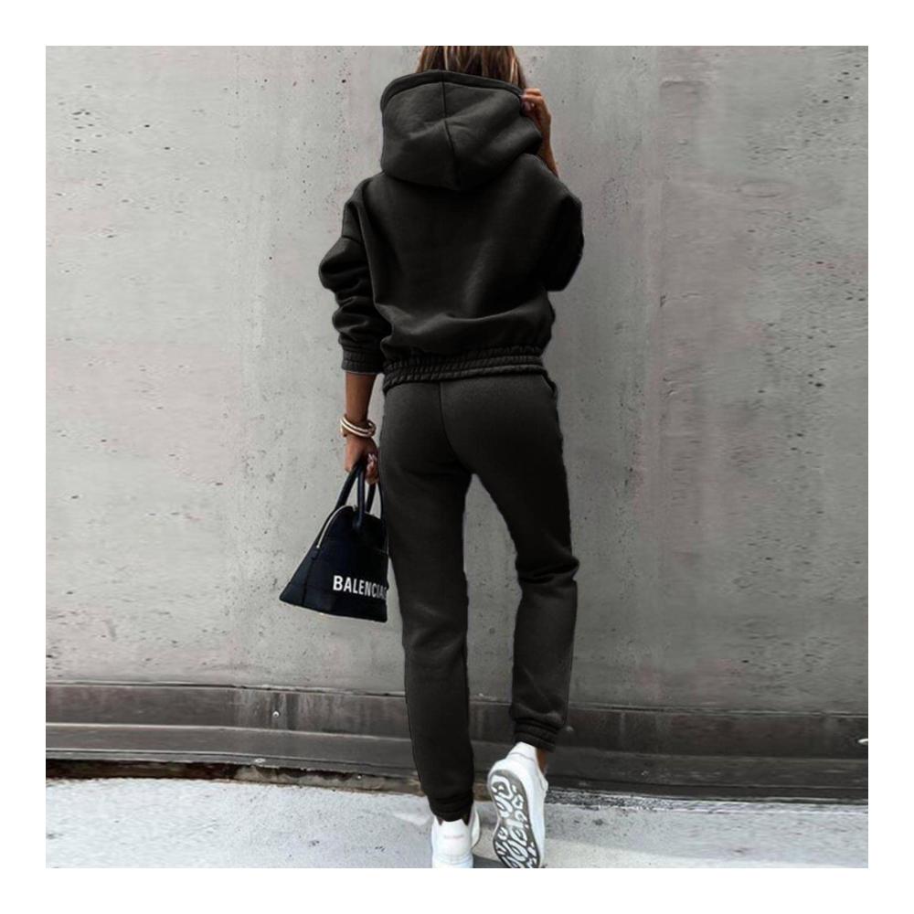 Damen Trainingsanzug 2-teiliges Sportbekleidungsset mit Kapuzenpullover und High Waist Jogginghose - Perfekter Freizeitanzug für Fitness und Streetwear