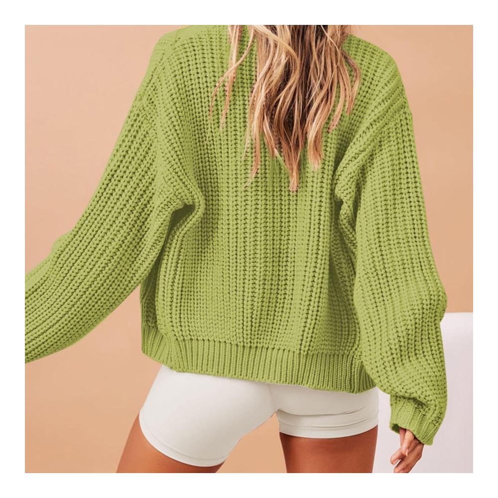 Locker gestrickte Damen-Strickjacke | Rundhalsausschnitt mit durchgehendem Reißverschluss | Stilvolle Wintermode für den Alltag