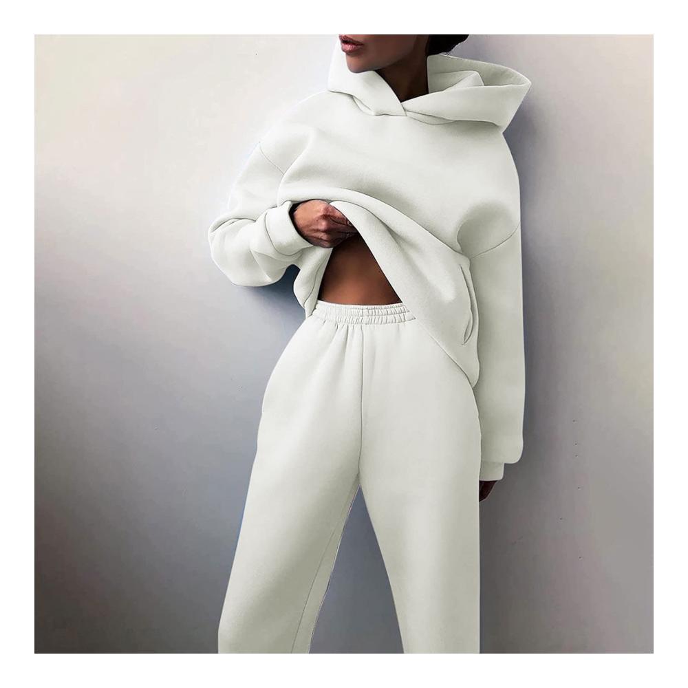 Damen Trainingsanzug Set Kapuzenpullover Sporthose Jogger - Große Größen Einfarbig Sportbekleidung mit Taschen für Frauen