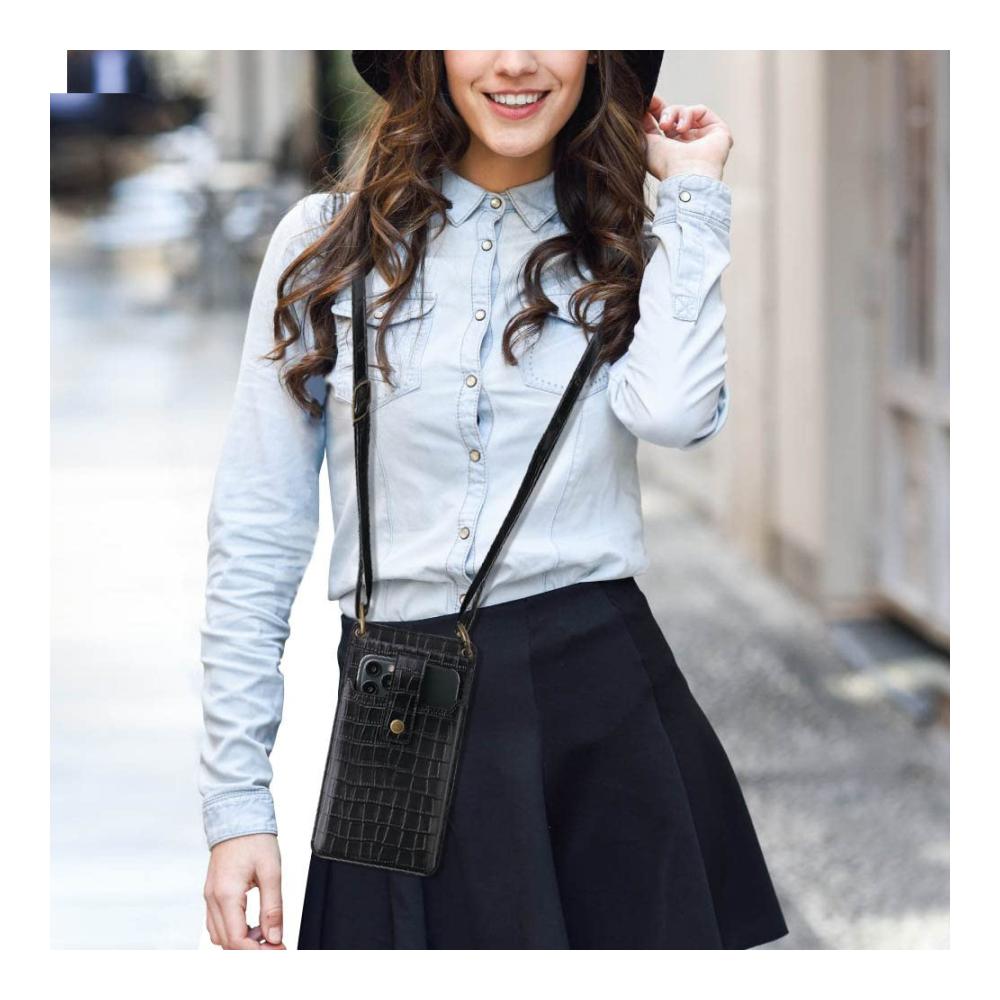 Crocodile Pattern Crossbody Bag for Women – Stylish Faux Leather Mini Messenger with Credit Card Slots for Small Cell Phones