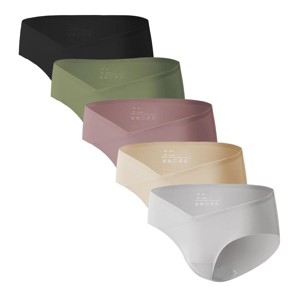 Umstandsmode Damen Höschen - 5er Pack Nahtlose Hipster Unterhosen für Schwangere mit Seidig Glatter Oberfläche Ideal für Schwangerschaft und Postpartum Slip