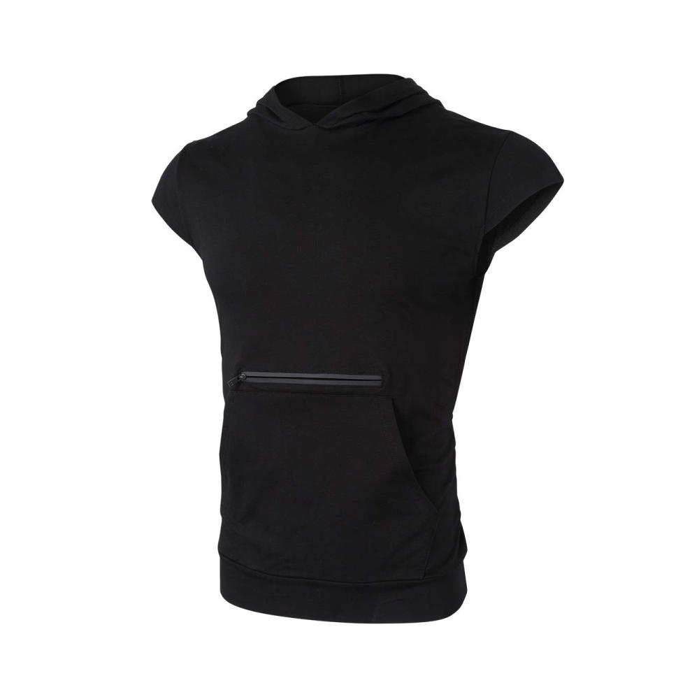 Herren Fitness Hoodie Tank Top mit Handytaschen - Sportliches Muskelshirt fürs Gym