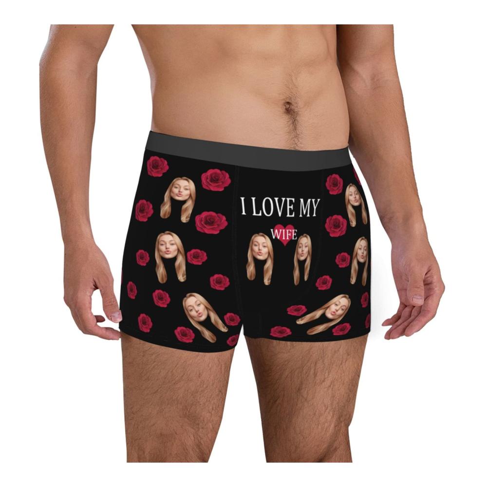 Personalisierte Lustige Boxershorts für Männer - Individuelle CUIGOI Unterwäsche mit Foto für Ehefrau-Gesichtsdesign