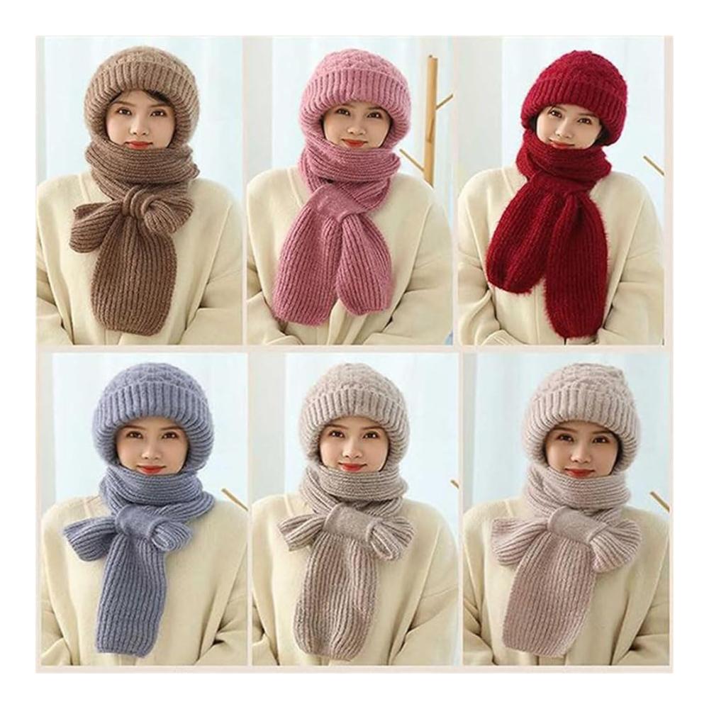 Baseball Caps mit Integriertem Gehörschutz Winddicht 2-in-1 Maskenschal Strickmütze mit Plus Samt Wintermütze mit Dicke Warme Wintermütze und Schal – Perfekte Kombination für Outdoor-Aktivitäten
