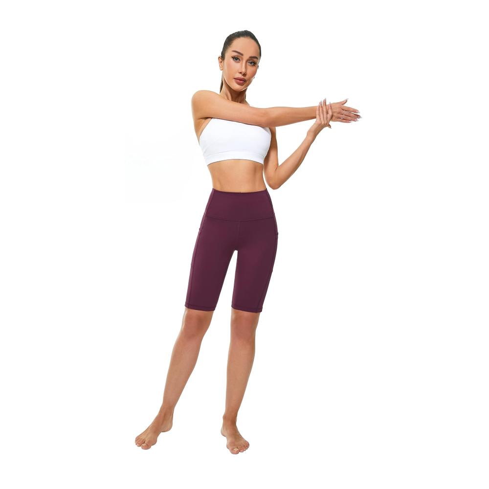 Damen Fitness Shorts mit Taschen - Blickdichte Kurze Sporthose für Sport Training Gym & Yoga
