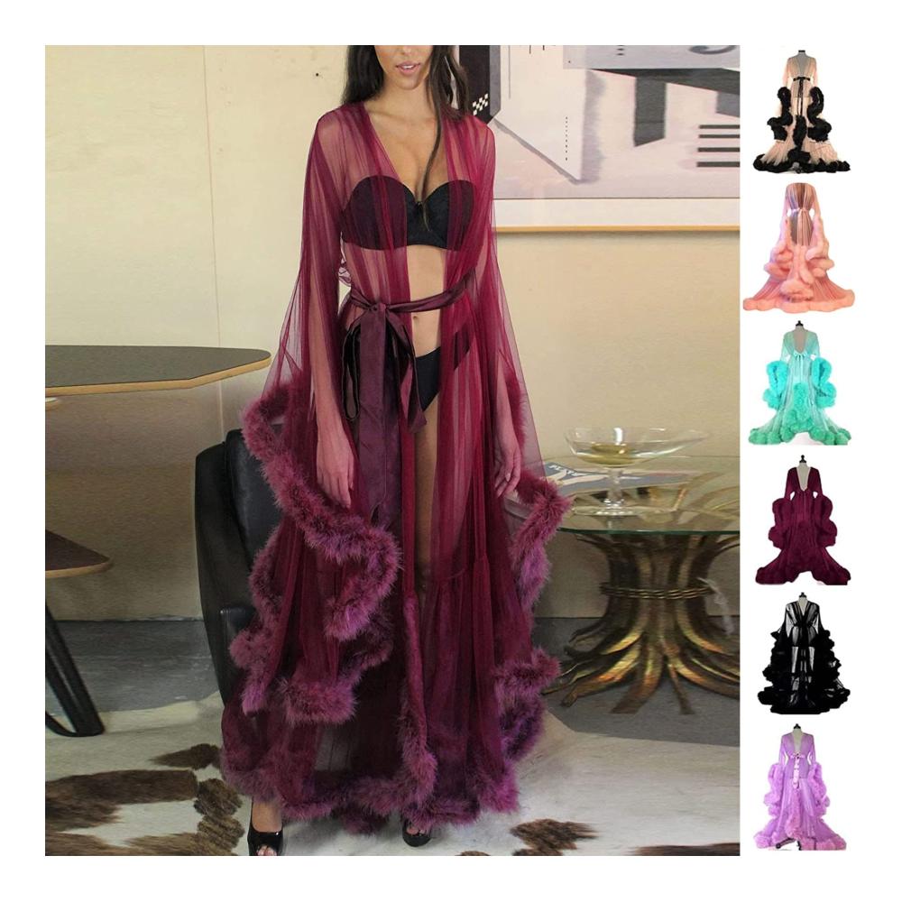 Mesh Sheer Umstandskleid mit Glockenärmeln - Elegantes Brautkleid für Damen in Einheitsgröße perfekt für Hochzeitsfotoshootings