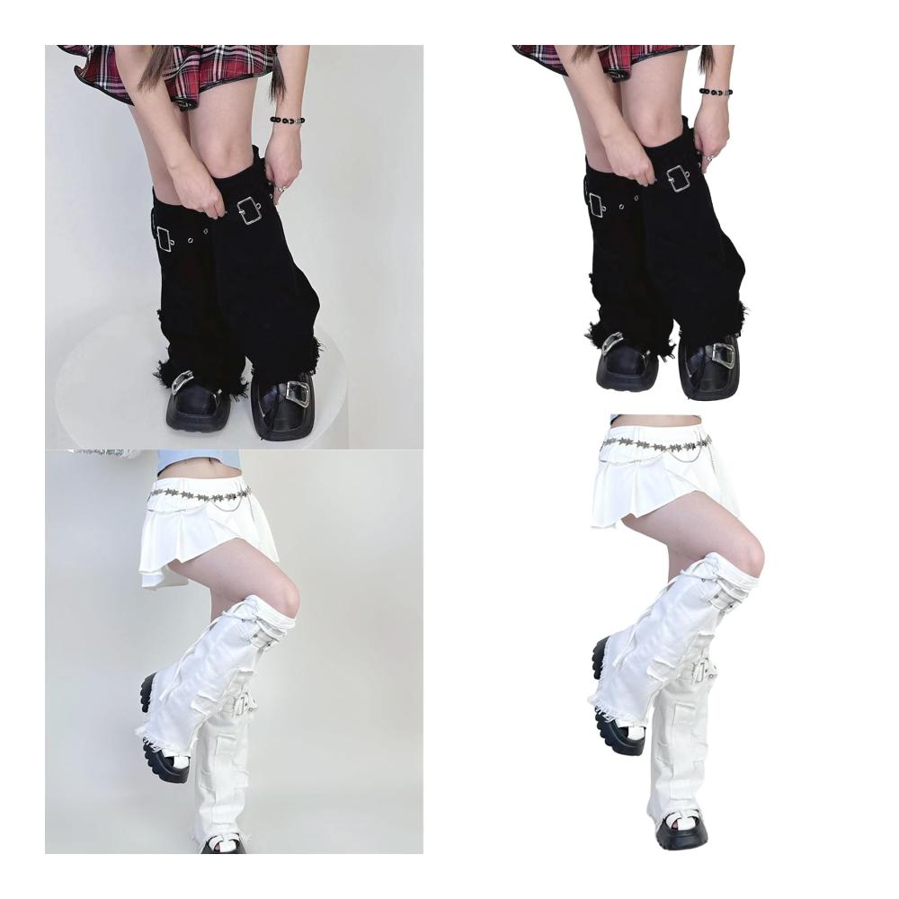 Lolita Jeans Stulpen für Damen - Harajuku Punk Mode mit Überkreuzten Beinwärmern