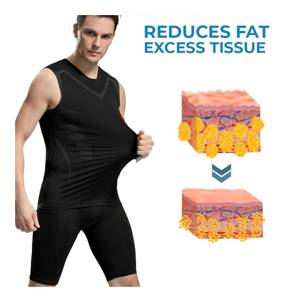 Herren Kompressionsunterhemd XL in Schwarz - Hochleistungs-Shapingweste aus Ice-Silk Atmungsaktiv & Komfortabel - 2023 Neuversion