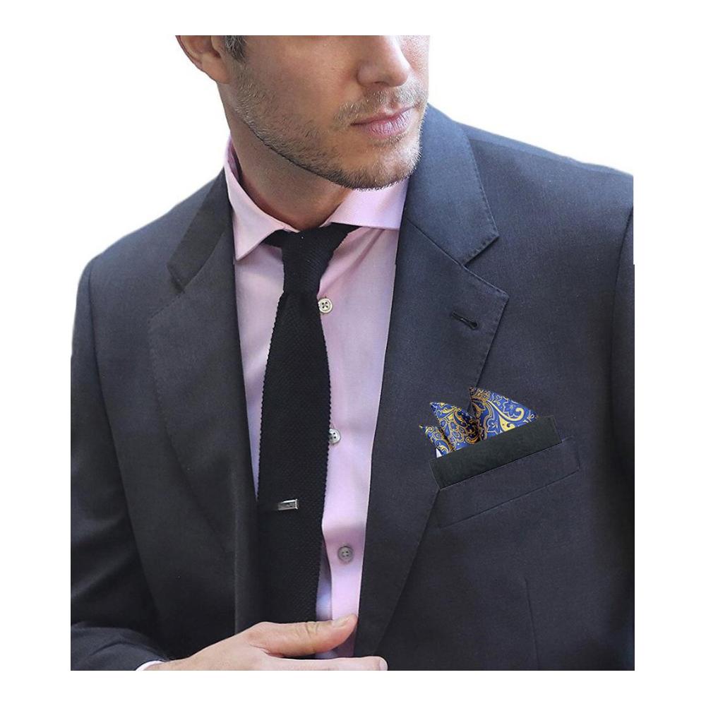 Herren Taschentücher 2er Pack – Schwarz Mikrofaser Einstecktuch mit Elastikanzug & Kartenhalter für Jacken