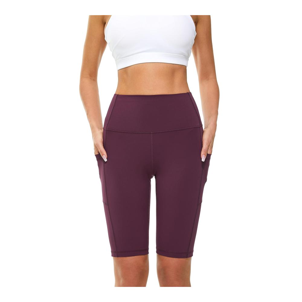 Damen Fitness Shorts mit Taschen - Blickdichte Kurze Sporthose für Sport Training Gym & Yoga