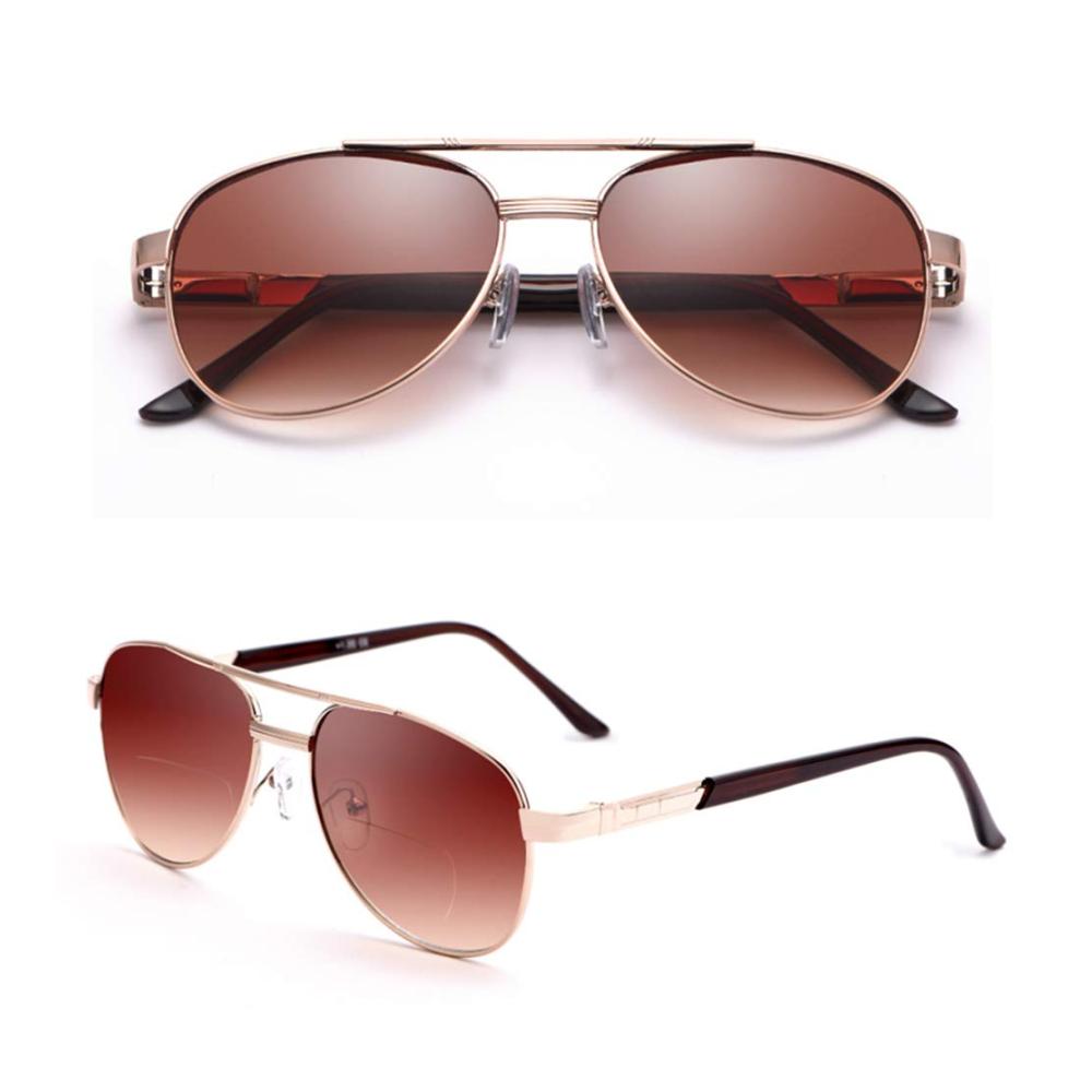 Bifokale Herren-Sonnenbrille | Stilvolle Anti-Fatigue Brille mit Nah- und Fernsicht | High-Definition Bi-Light | Elegante Dual-Use-Brille | Presbyopie-Lesebrille Braun 2.5