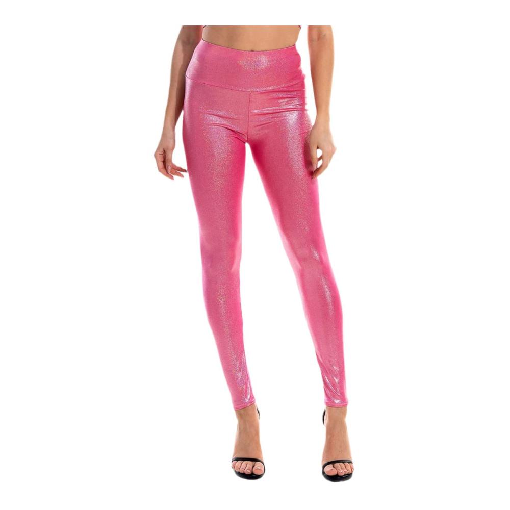 Holographische Metallic Leggings für Frauen | Sexy PU Leder Hohe Taille | Elastische Gothic Hosen | Glänzende Damen Leggings in Knöchel-Länge