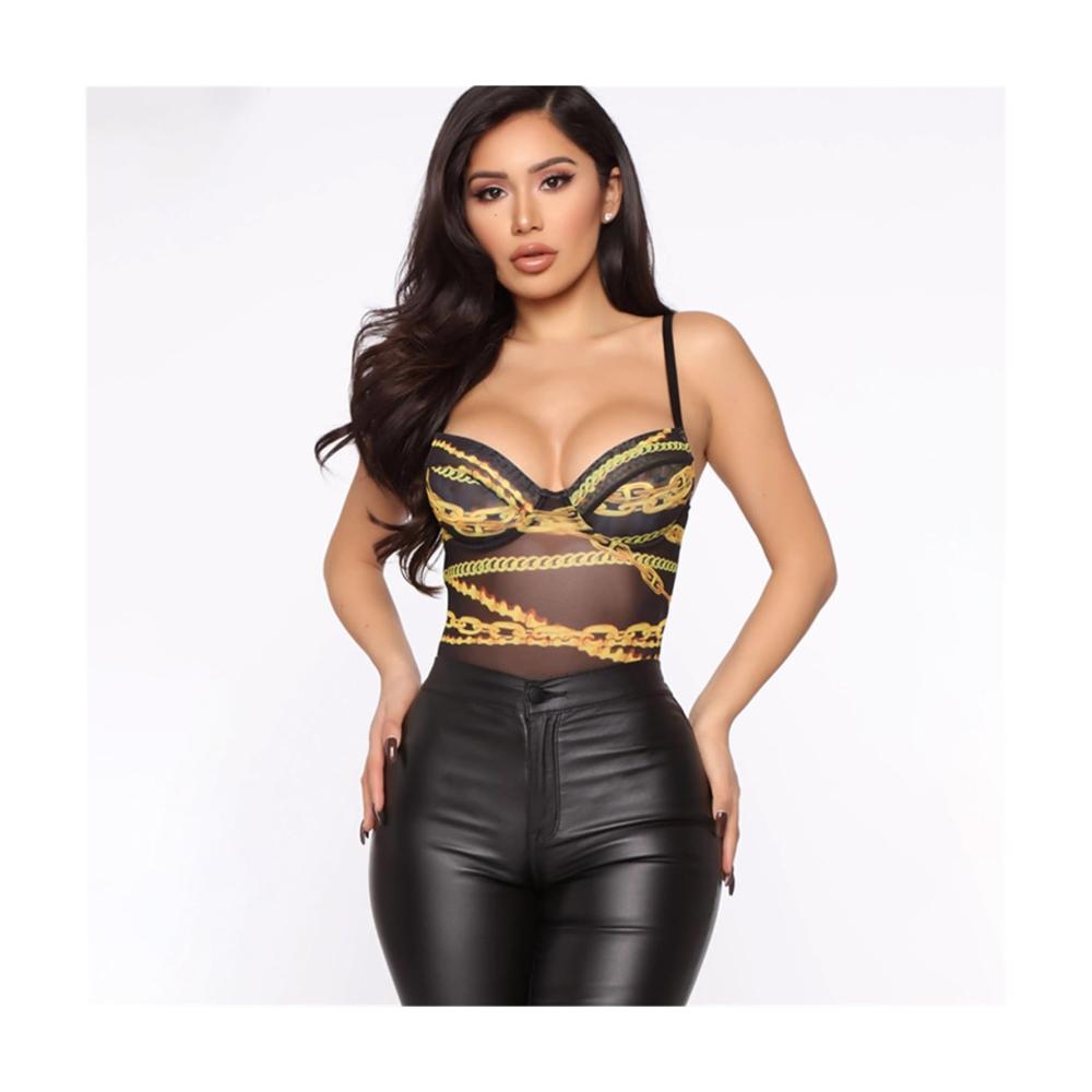 Verführerischer Damen Tanga-Strampler Atmungsaktives Netz-Unterhemd für einen sexy Look in Schwarz (Größe L
