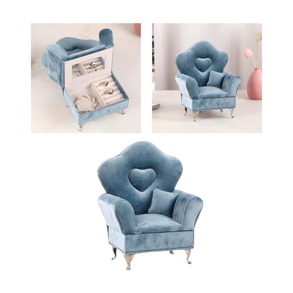Blauer Schmuckständer für Wohnzimmer und Schminktisch - Praktischer Schmuckschatullenkoffer Sofa-Accessoire - Maße 15 x 85 x 195 cm