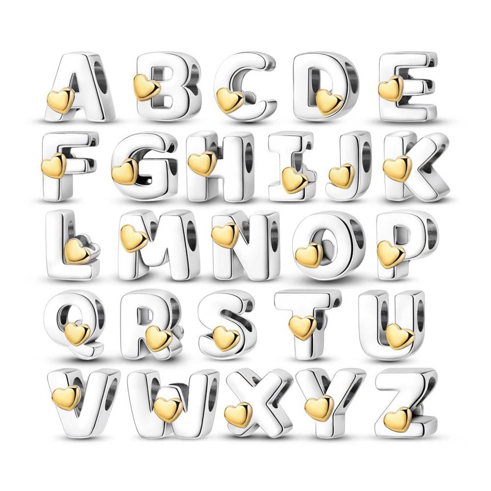 925 Sterling Silber Buchstabenanhänger für Bettelarmbänder - Personalisierter Alphabet-Schmuck aus Bead Charms - Schöner Initialenanhänger für individuelle Stilstatements