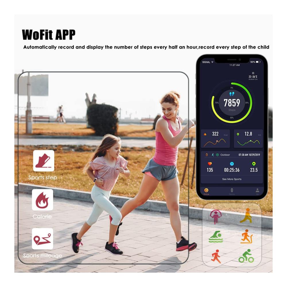 Fashion Smartwatches für Kinder mit Kamera Wecker Schrittzähler Herzfrequenzmesser Blutsauerstoffmessung IP68 Wasserdichtigkeit Schlafmonitor und Trainingsmodus