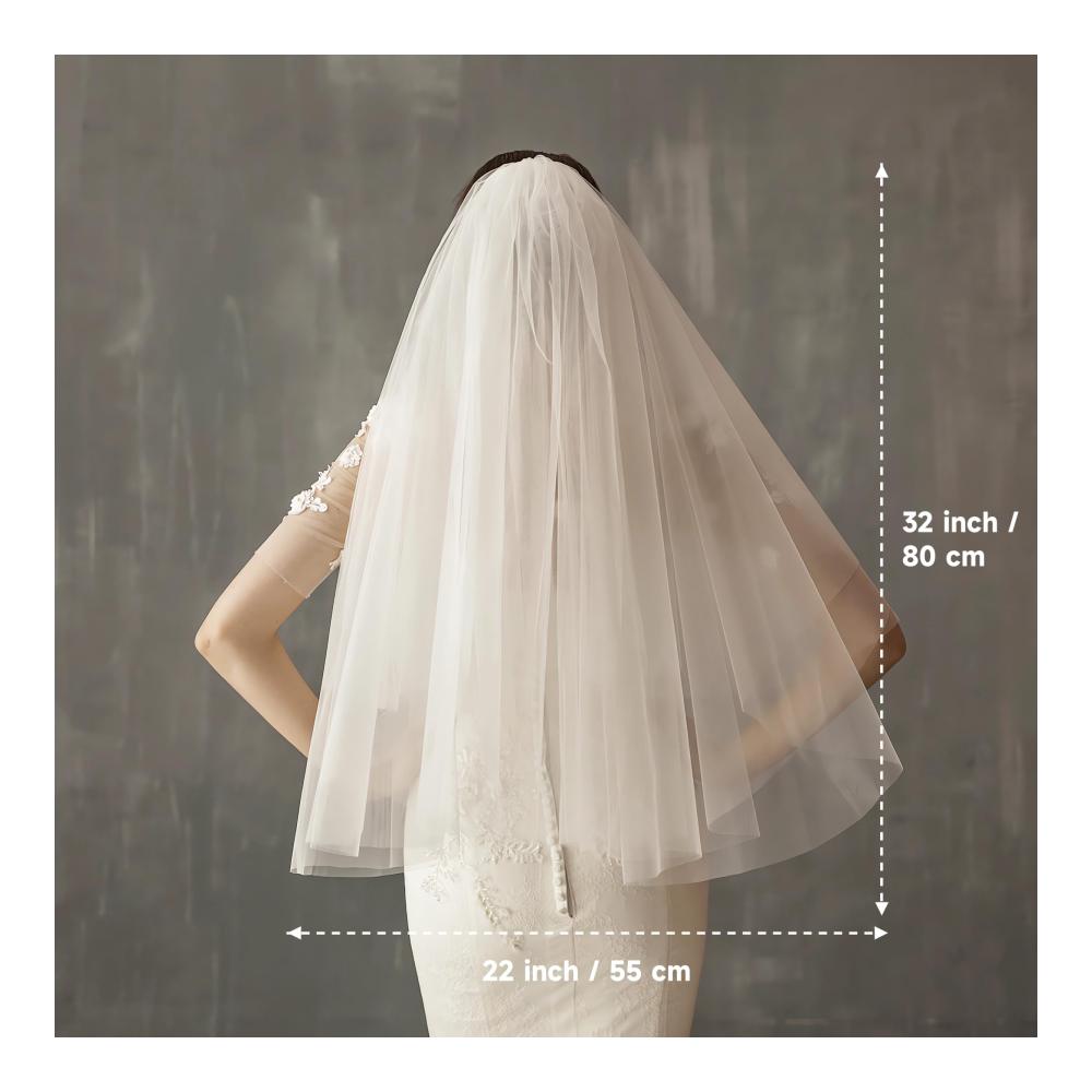 AMBRE ADÈLE Brautschleier - Romantischer 81.3 x 55.9 cm Hochzeitsschleier aus Elfenbein-Tüll für Bräute Medium Größe