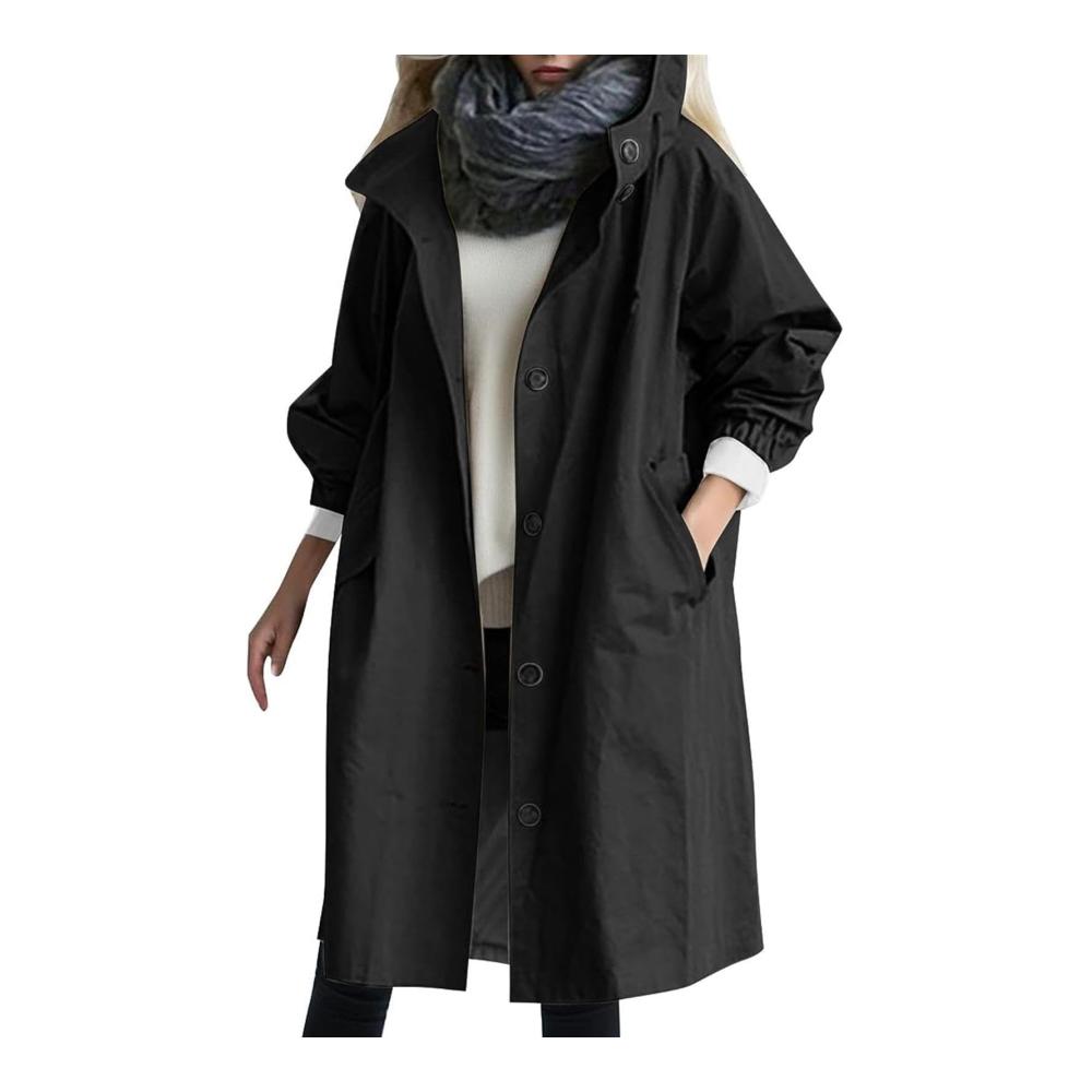 Frauenregenjacke mit Kapuze | Wasserdichter langer Regenmantel für Sommer | Leichte maßgeschneiderte Regenbekleidung
