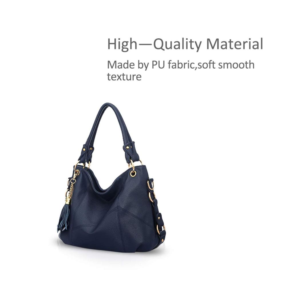 Damen Schultertasche aus weichem Leder - Großes Fassungsvermögen modische Hobo-Tasche mit Quaste - Schwarze Umhängetasche für stilbewusste Frauen