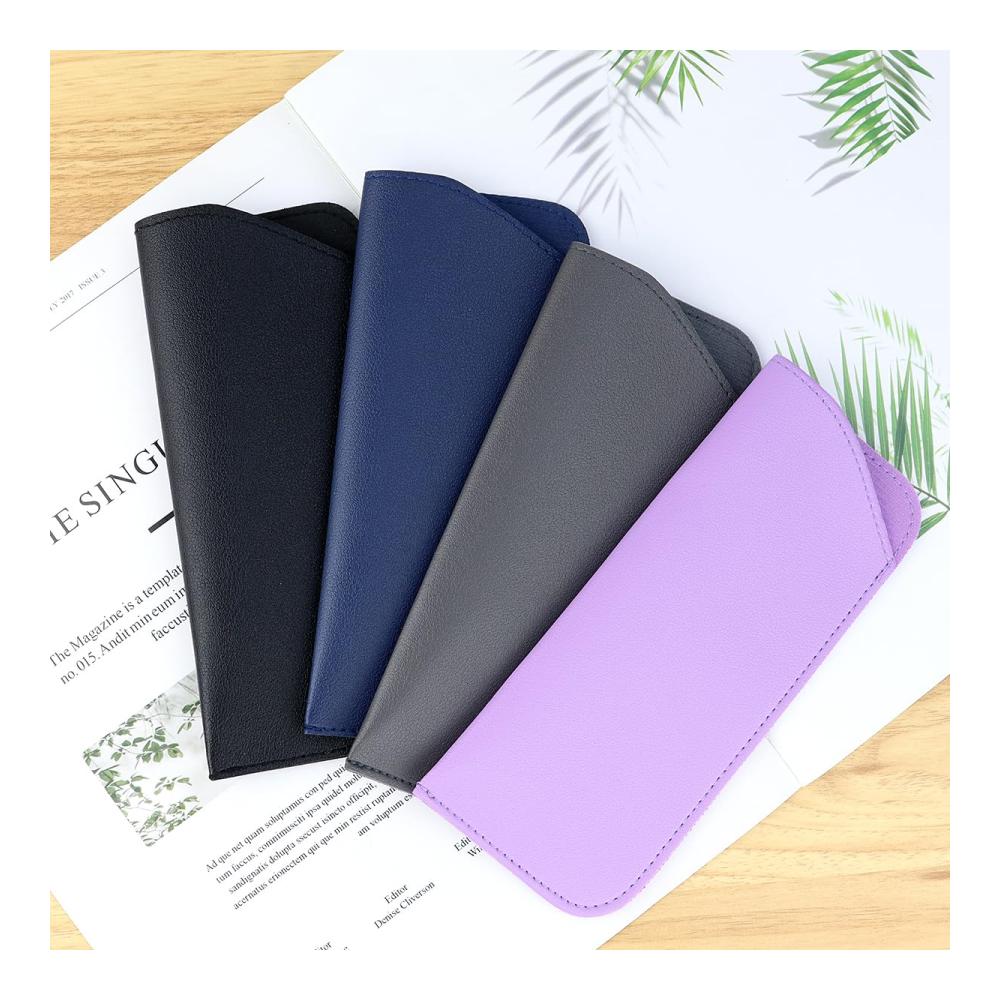 Brillenetui Set - 4 Stück weiches Leder tragbar 17.8 x 7.6 cm PU-Leder Schutzhüllen