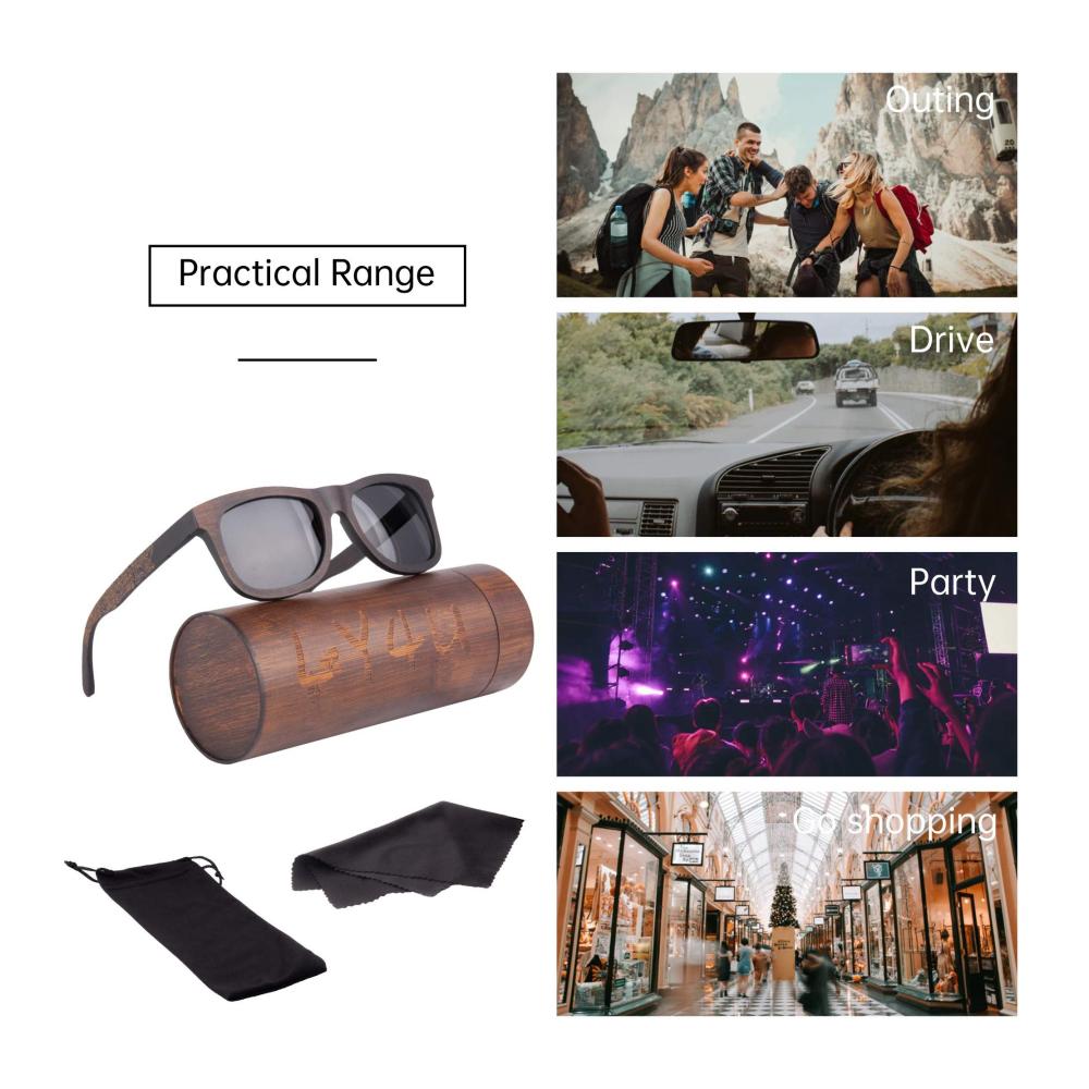 Holz Sonnenbrille Vintage Design mit Polarisierten Gläsern inklusive Bambusbox - Unisex Fashion Eyewear für Herren und Damen