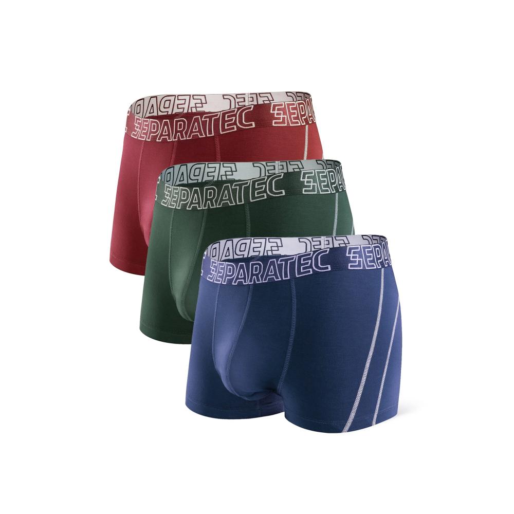 Retroshorts Separatec Herren Boxer Slips aus Glattem Bambus Rayon - 3er Pack Stilvolle Boxershorts mit Getrennten Beuteln - Mehrfarbige Trunks für Komfort und Eleganz