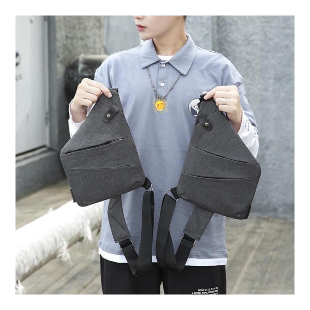 Messenger-Bags Valcen Personal Flex-Tasche für Reisen Anti-Diebstahl-Schultertasche mit Mehreren Taschen – Ideale Umhängetasche für Outdoor-Abenteuer (Grau Links