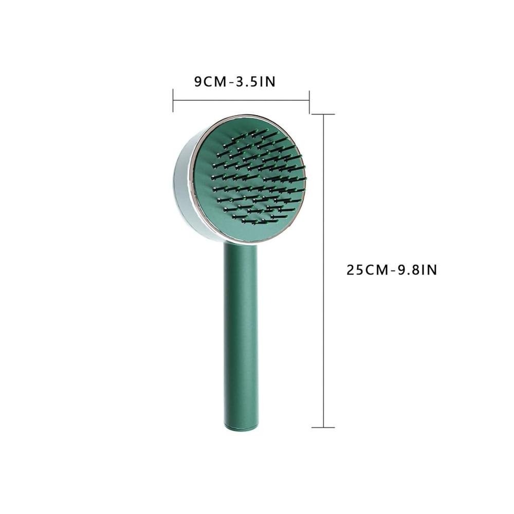 Selbstreinigende Haarbürste mit 3D-Luftkissenmassage - Effektive Haarpflege für Frauen Haarkämme gegen Ziepen Bruchreduktion Splissstraffung Frizzkontrolle - Leicht und stilvoll (Grün