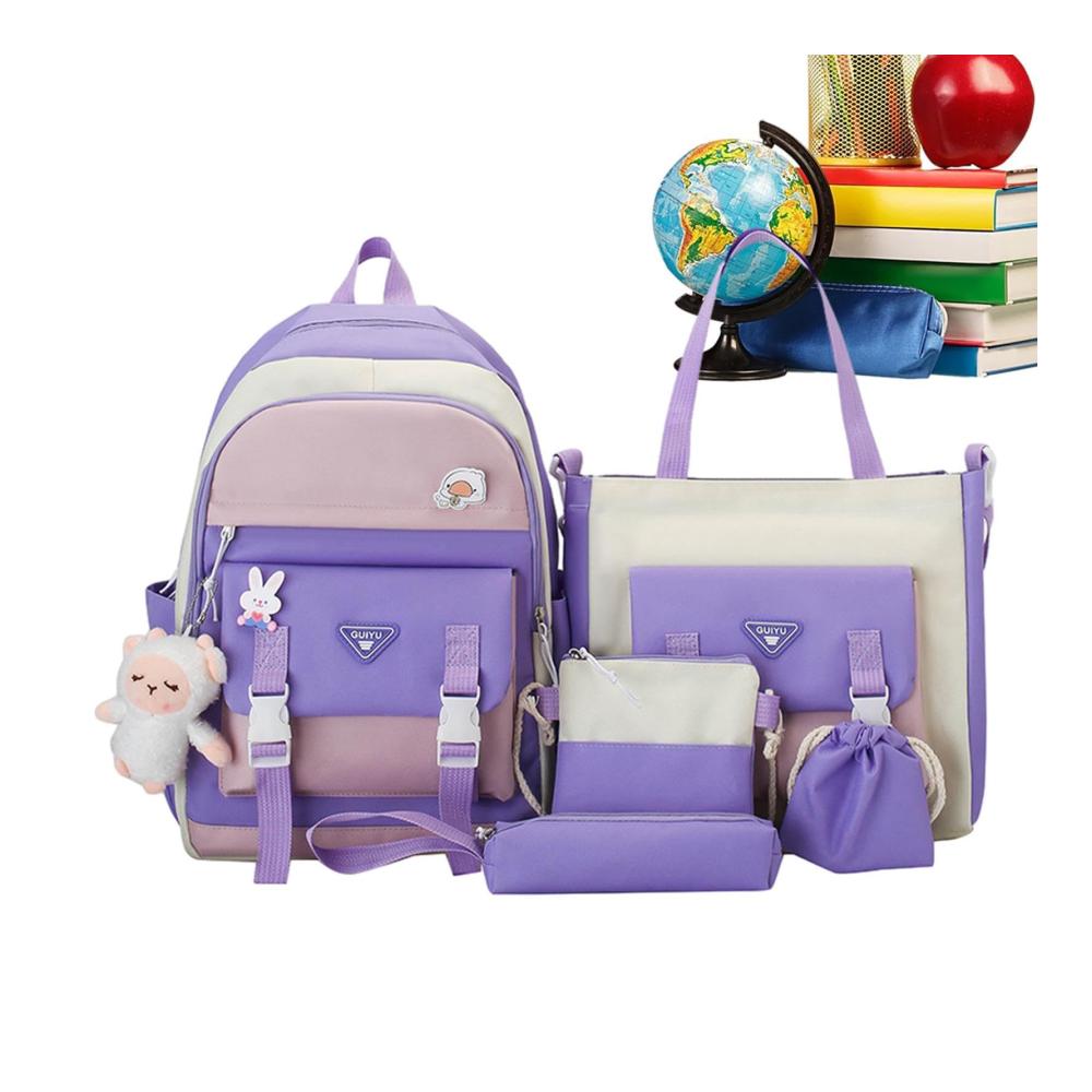 Kawaii Kinderrucksäcke 5-teiliges Set mit riesiger Kapazität langlebig und waschbar - Perfektes japanisches Anime-Rucksack-Set für stilbewusste Teenager