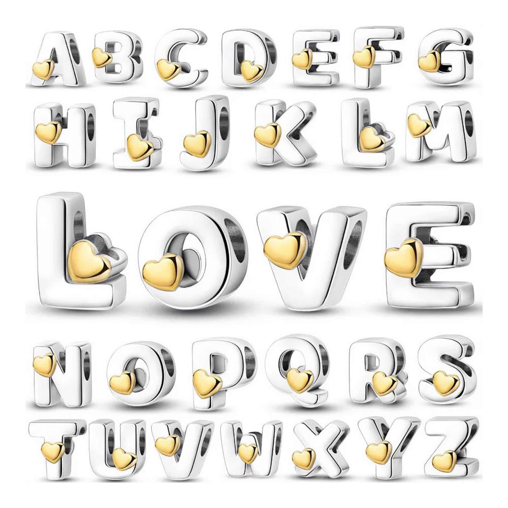 925 Sterling Silber Buchstabenanhänger für Bettelarmbänder - Personalisierter Alphabet-Schmuck aus Bead Charms - Schöner Initialenanhänger für individuelle Stilstatements