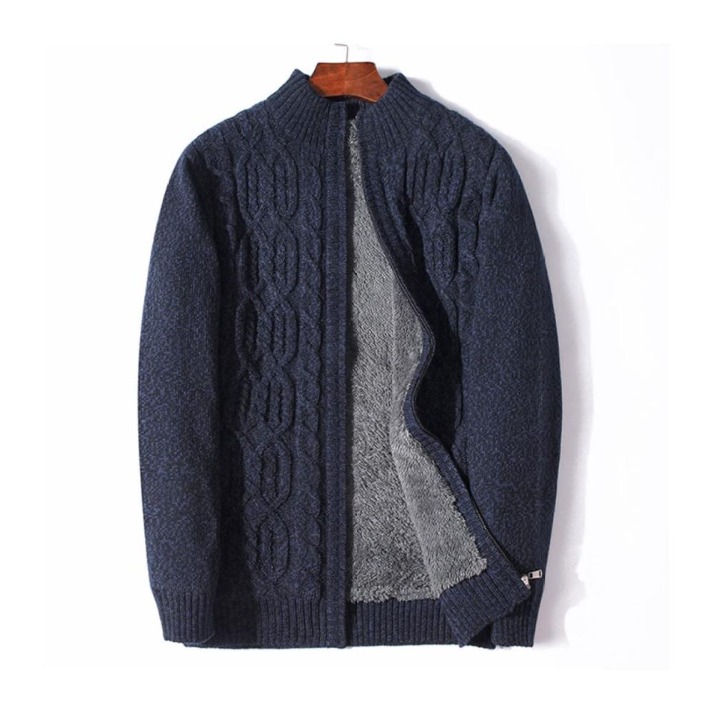 Herren Winterstrickjacke mit Rollkragen | Warme Pullover für Männer | Gestrickte Outwear mit Stehkragen | Verdicktes Design in Plus-Größe