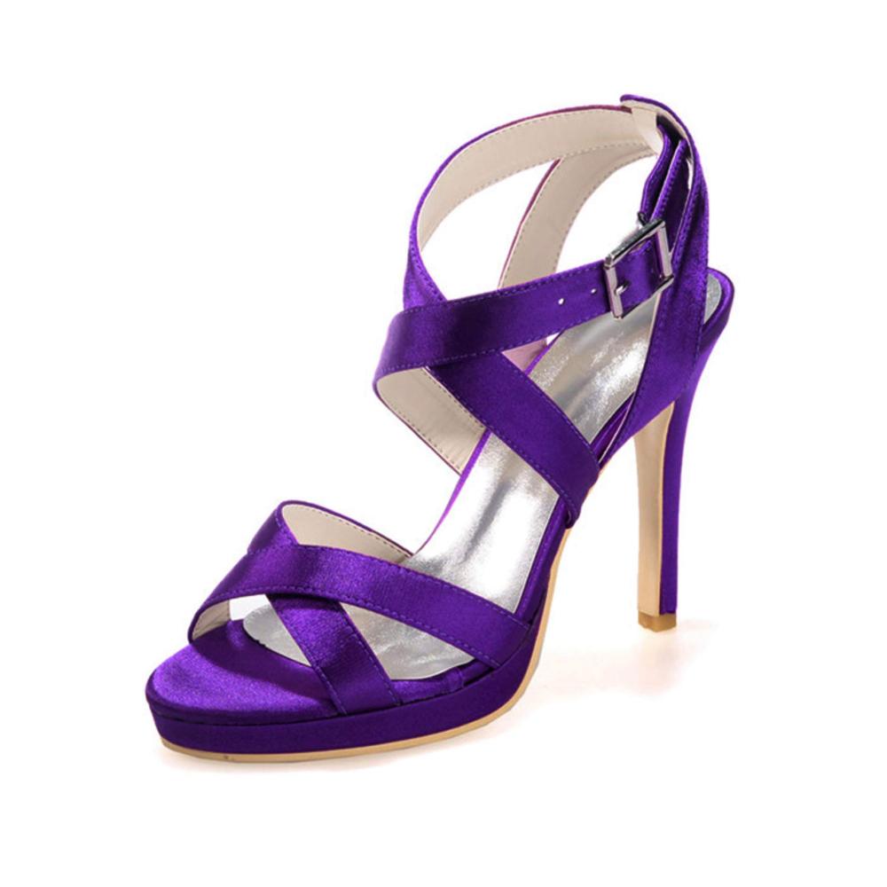 Damen Hochzeitssandalen mit hohem Absatz Peep Toe und Bogen - Elegante Brautjungfer Schuhe für die Hochzeitsfeier - EU40