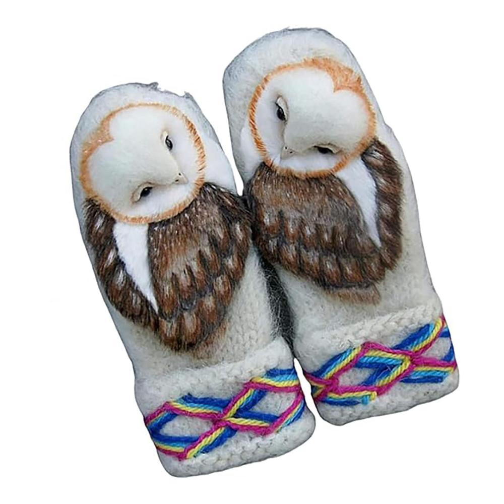 Handgestrickte Nordic Eulen-Handschuhe Warme Wolle Winter Fäustlinge & Mittens für Frauen