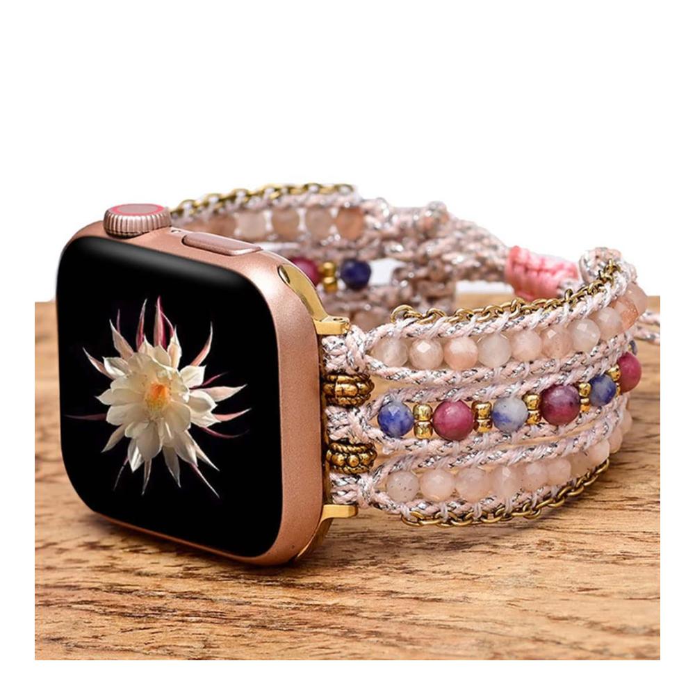 Handgefertigtes Perlen-Armband für Apple Watch | Creyoo Uhrenarmband kompatibel mit Apple Watch 38mm-45mm | Für Serie 8/7/6/5/4/3/2/1/SE | Stilvolles Uhrenarmband aus hochwertigen Materialien