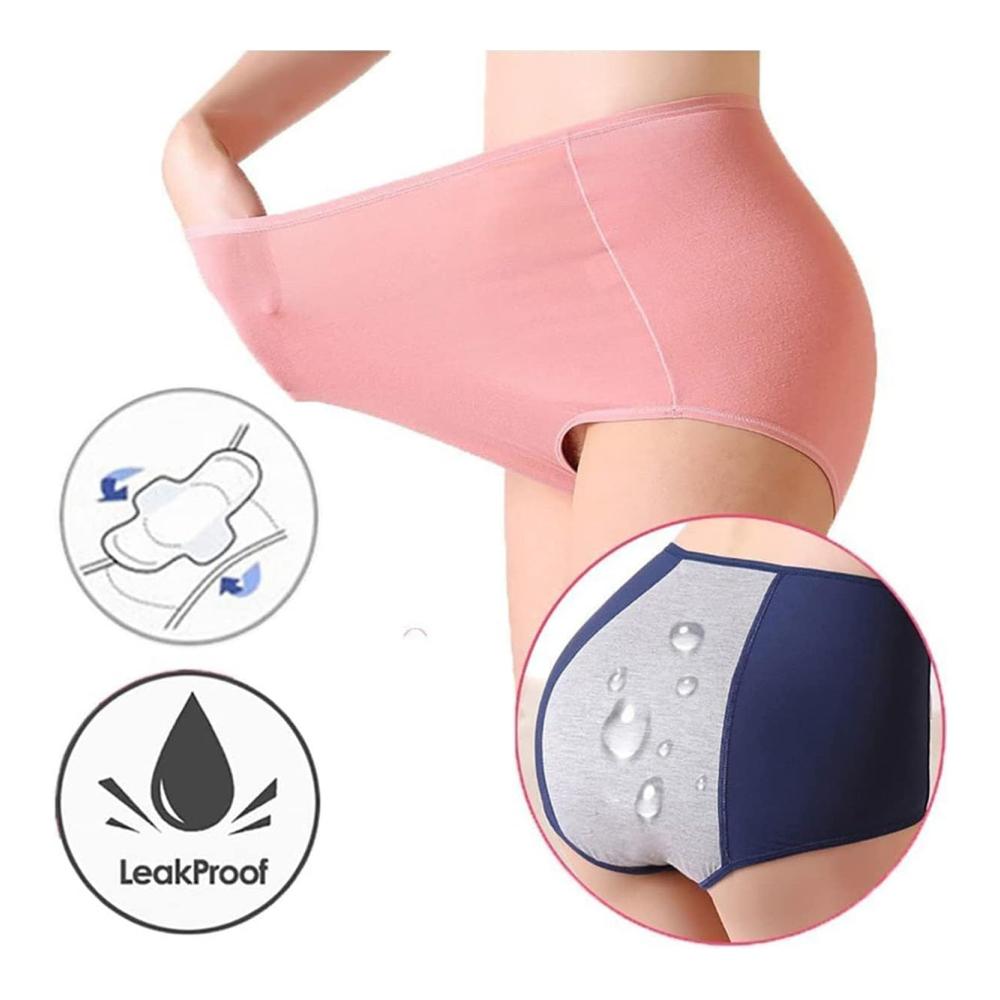 Auslaufsichere Damenunterwäsche - Hohe Taille Inkontinenz- und Menstruationsschutz 5er-Pack (Größe L Farbe Schwarz