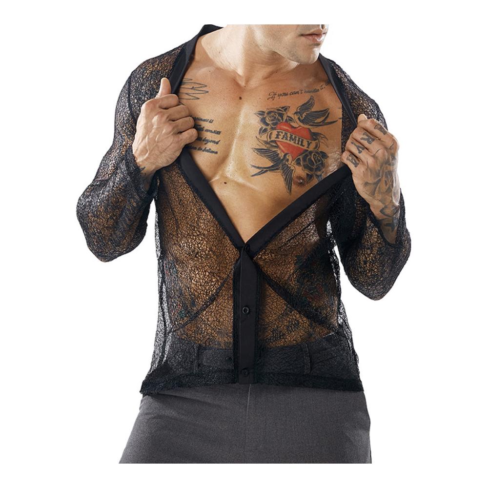 Langarmshirts Herren - Transparentes Netzshirt Dünn und Atmungsaktiv
