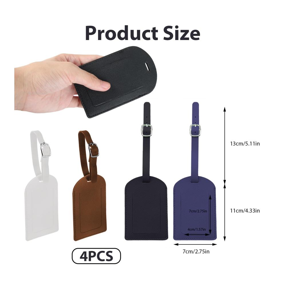 Koffer- & Taschenanhänger Set - 4 Stück Leder Namenschild ID Etikett für Koffer Reisetaschen Handtaschen Rucksäcke - Gepäckanhänger mit Adressschild - Praktisches Kofferzubehör