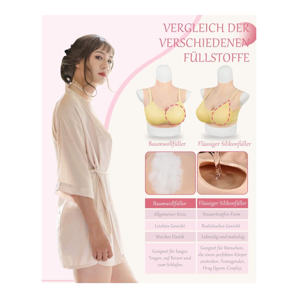 Silikon BH-Einlagen für B-G Körbchen mit Geeignetem BH | Realistische Silikonbrustplatten und Brustformen für Crossdresser Transgender Drag Queen Mastektomie Cosplay - Prothesen für eine natürliche Optik