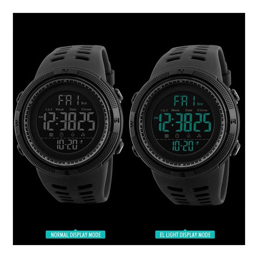 Digital-Armbanduhr für Herren Skmei DG1251 mit großem Display Kunstharz-Armband Stoppuhr und Alarm