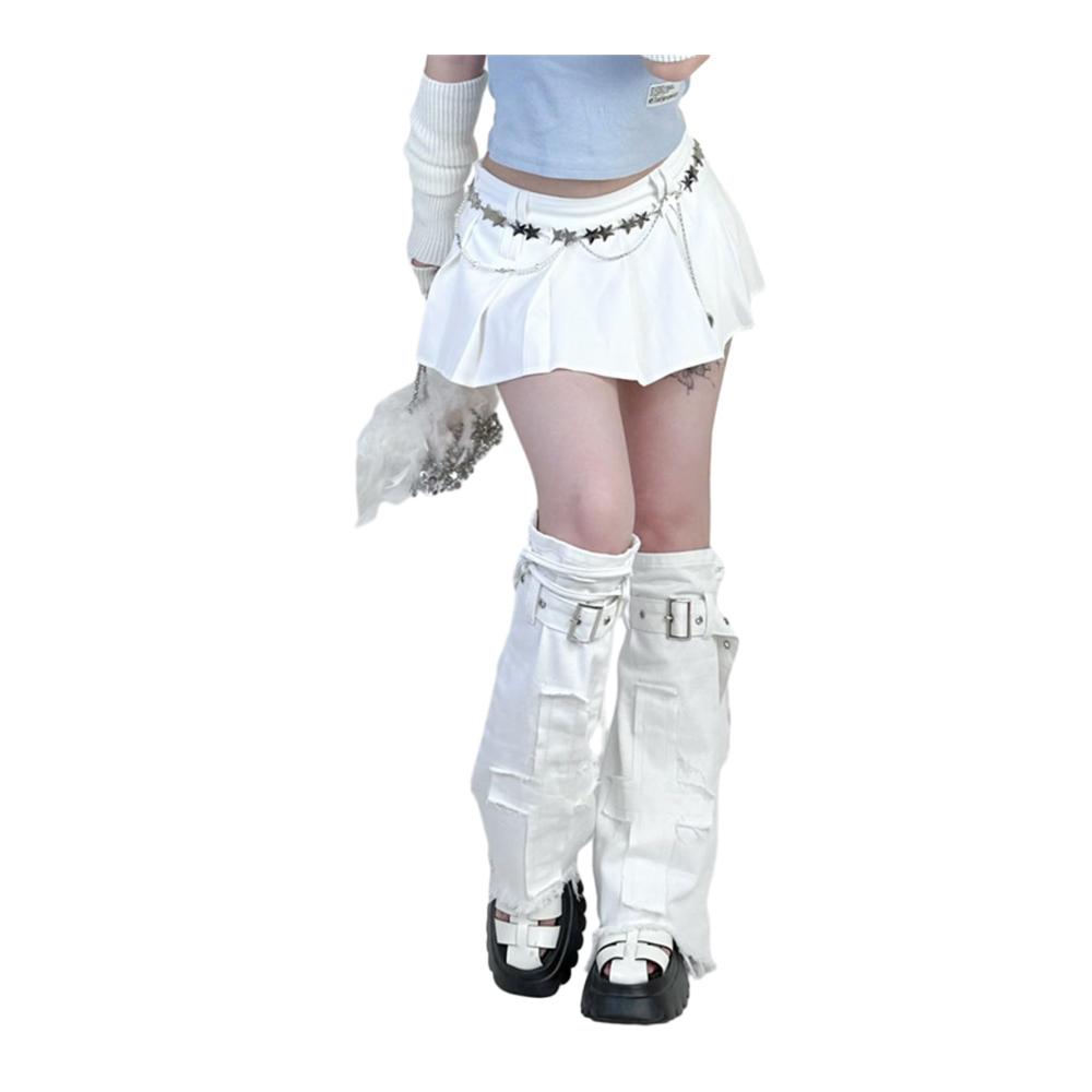 Lolita Jeans Stulpen für Damen - Harajuku Punk Mode mit Überkreuzten Beinwärmern