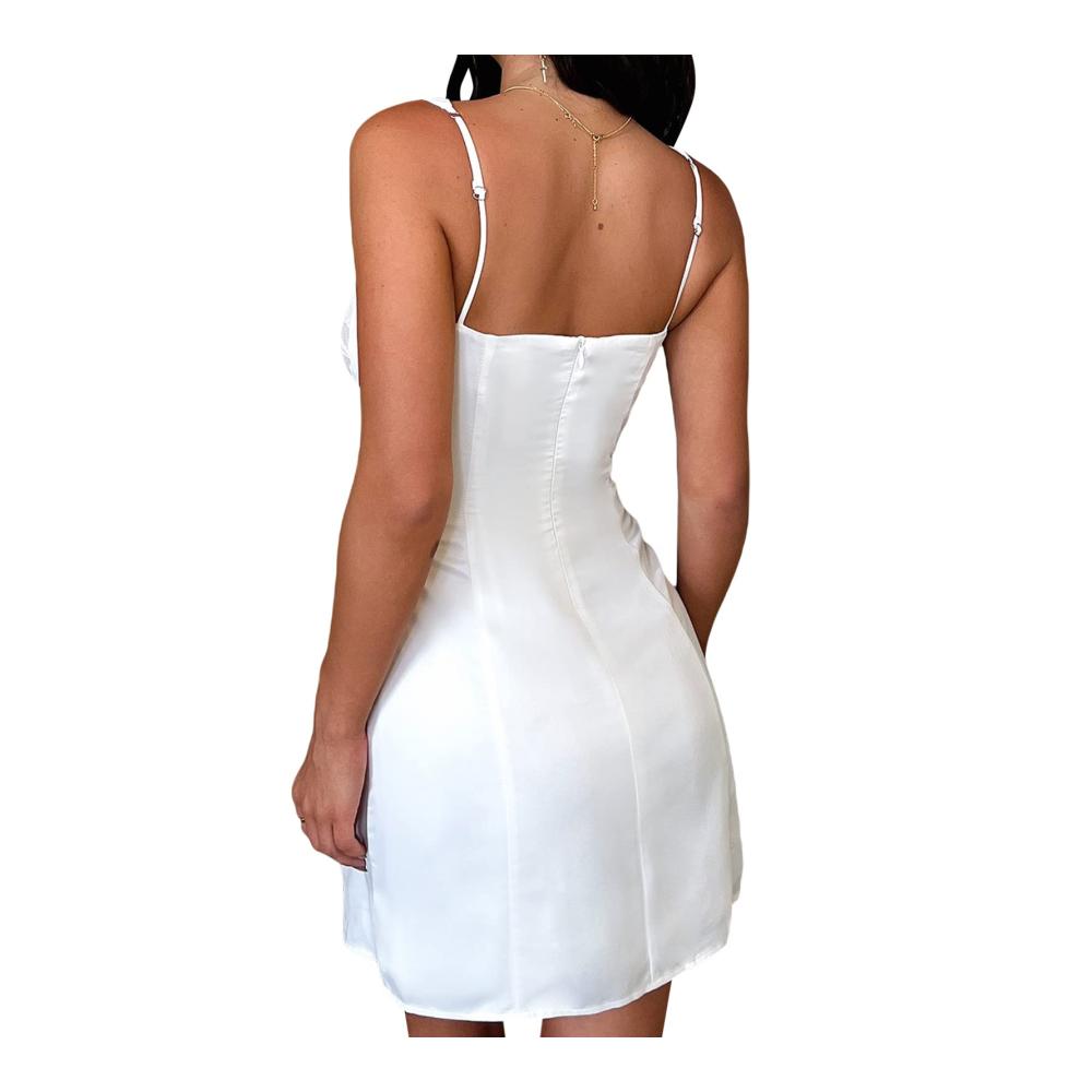 Sommerkleid Damen Sexy Sweetheart-Ausschnitt Rückenfrei Spaghettiträger Bodycon Mini-Kleid mit Spitze und Korsett - Party Fiorky