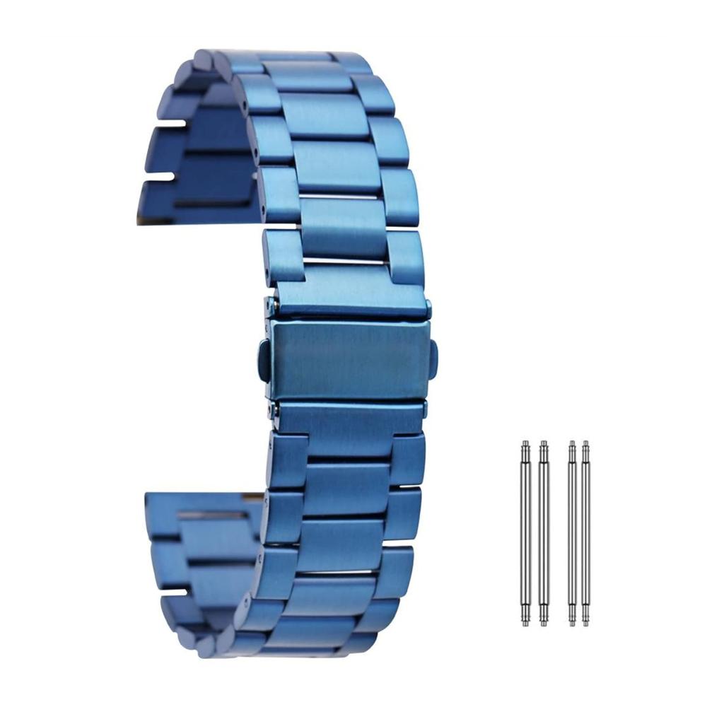 20/22mm Edelstahl Uhrenarmband in königlichem Blau - Sportliches Metallarmband Ersatz für Herren und Damen (Bandbreite 20mm