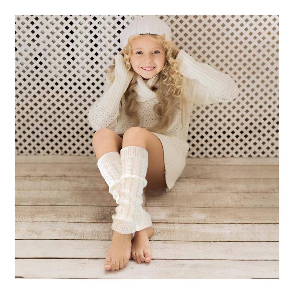 Legwarmers Set - 3 Paar Damen Stulpen in Schwarz Weiß und Grau 45cm Strick Winter Beinstulpen für Frauen Geeignet für alle Beintypen