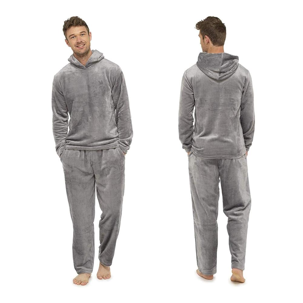Winter Fleece Pyjama Set für Herren - Zweiteiliger Schlafanzug mit Langarmoberteil und Schlafhose aus weichem Flanell - Loungewear für Teenager Jungen