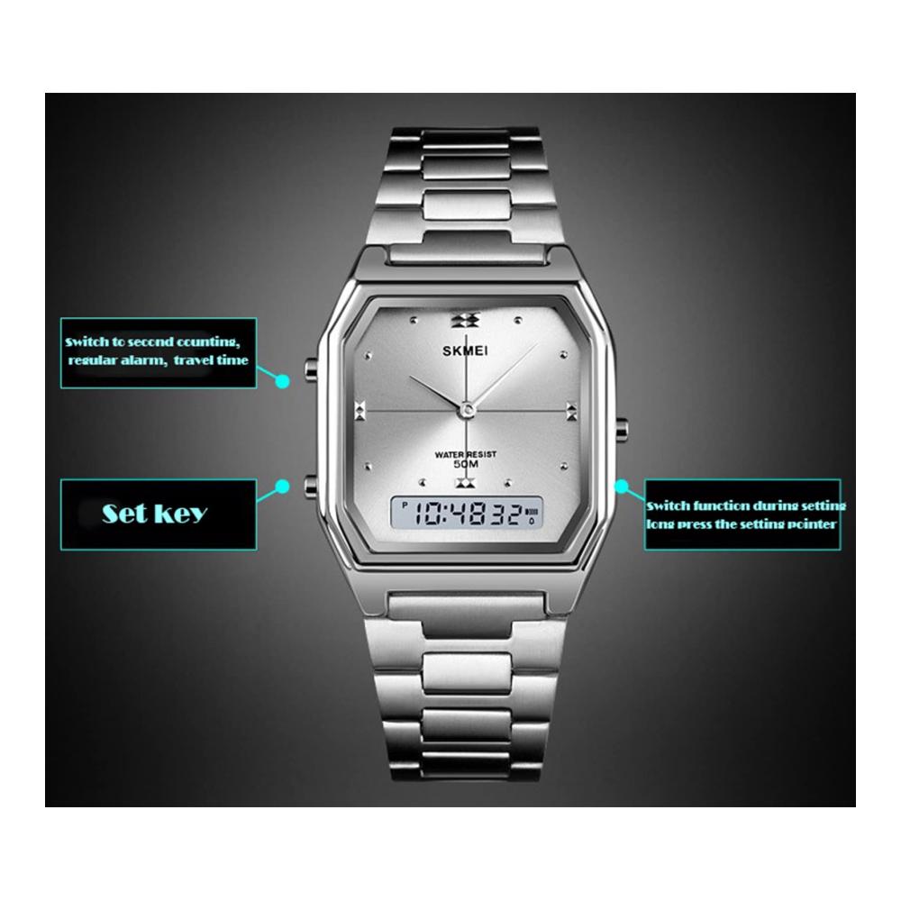 Digitale Herren Armbanduhr ROSEBEAR - Luxuriöser Chronograph mit Doppelanzeige wasserdicht bis 50m - LED Digitaluhr mit Leuchtanzeige