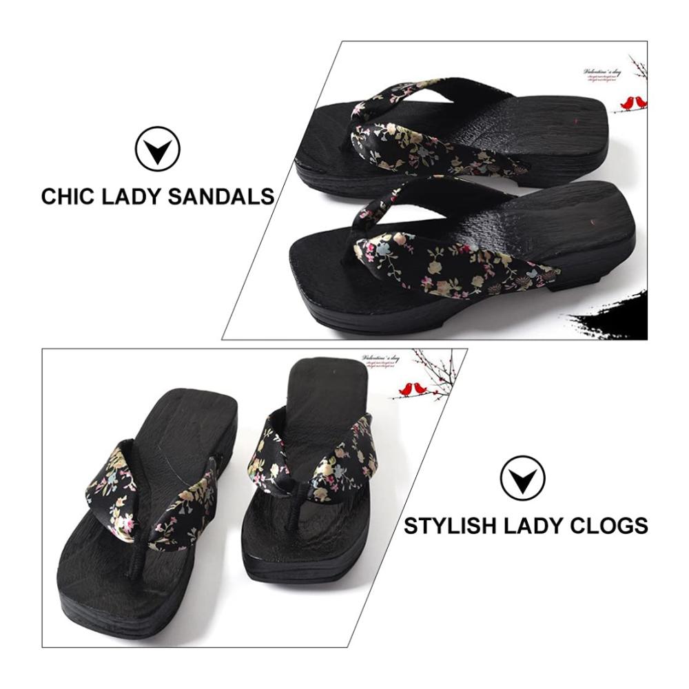 Damen Japanische Holzkeil Sandalen - Sommer High Heel Flip-Flops für Outdoor-Mode am Strand - Böhmische Plattform Schuhe (23.0 cm 6US 36.5EU 3.5UK